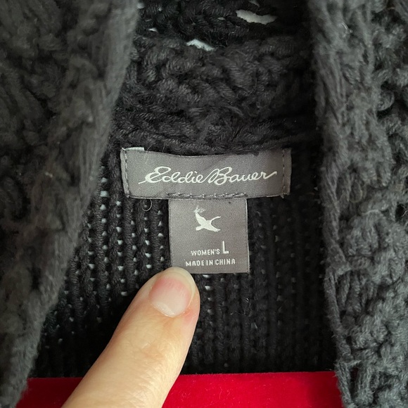 Eddie Bauer Open-Front Cardigan with Crochet Inset Size L - Picture 3 of 5